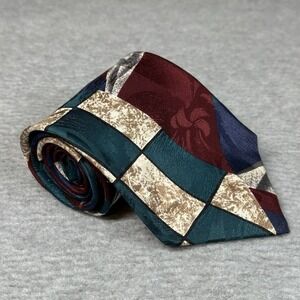 Elizabeth Nell Cravatte 100% Silk Mens Tie Made in USA Multicolor Vintage